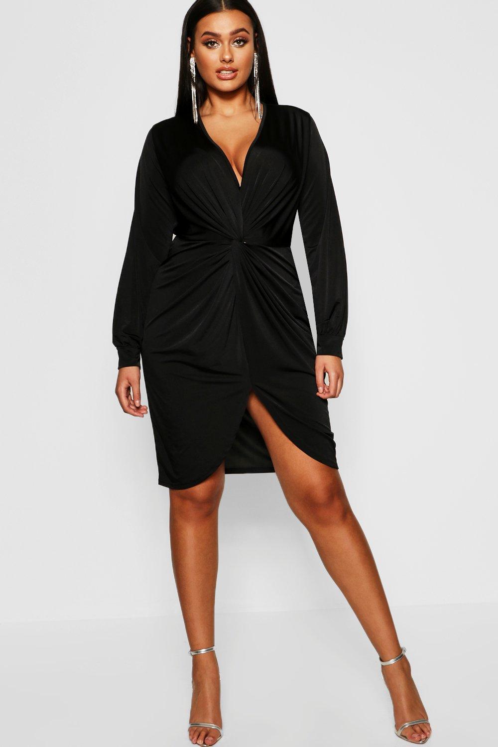 disco slinky twist front wrap dress