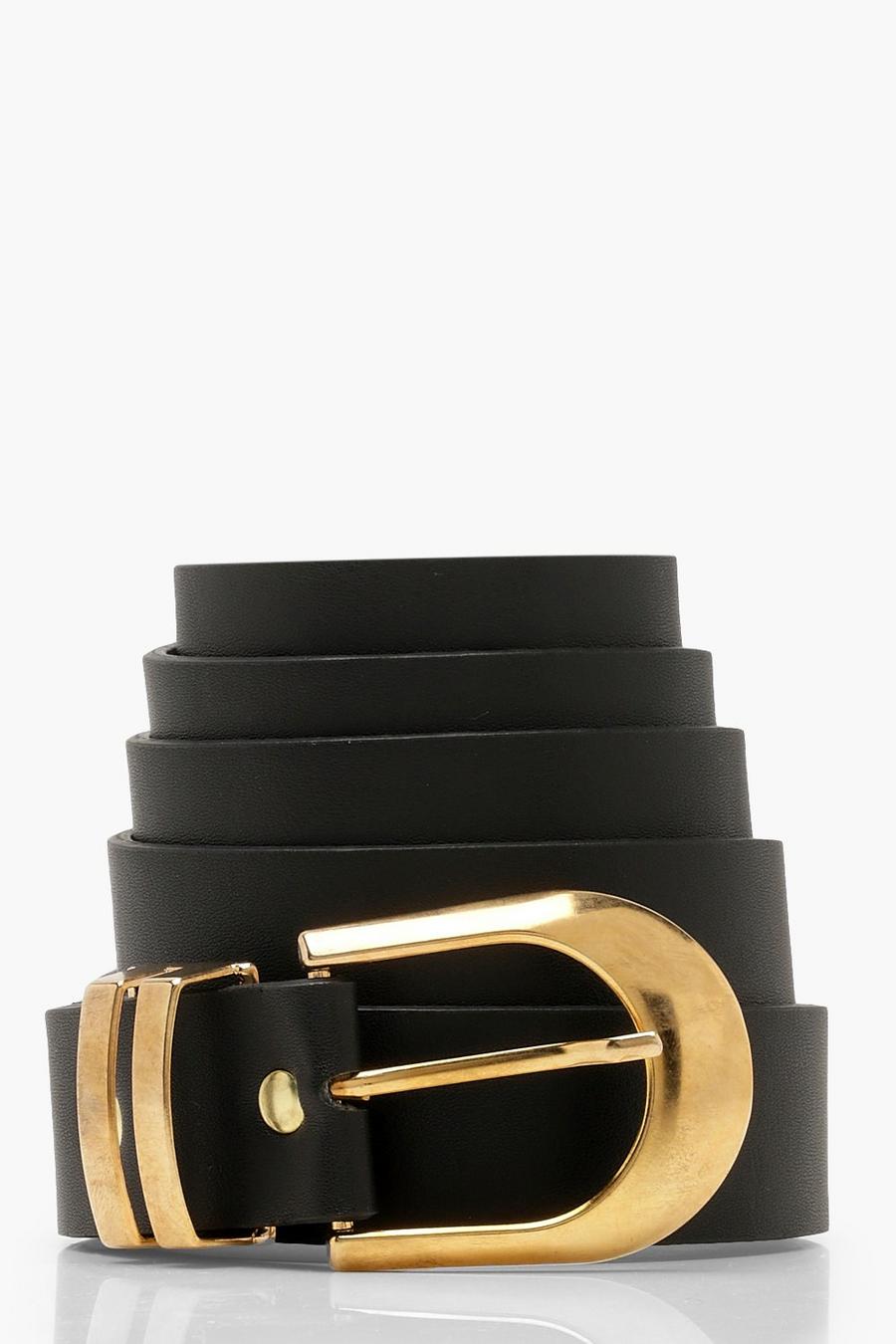 Black Plus Gold Buckle Belt image number 1