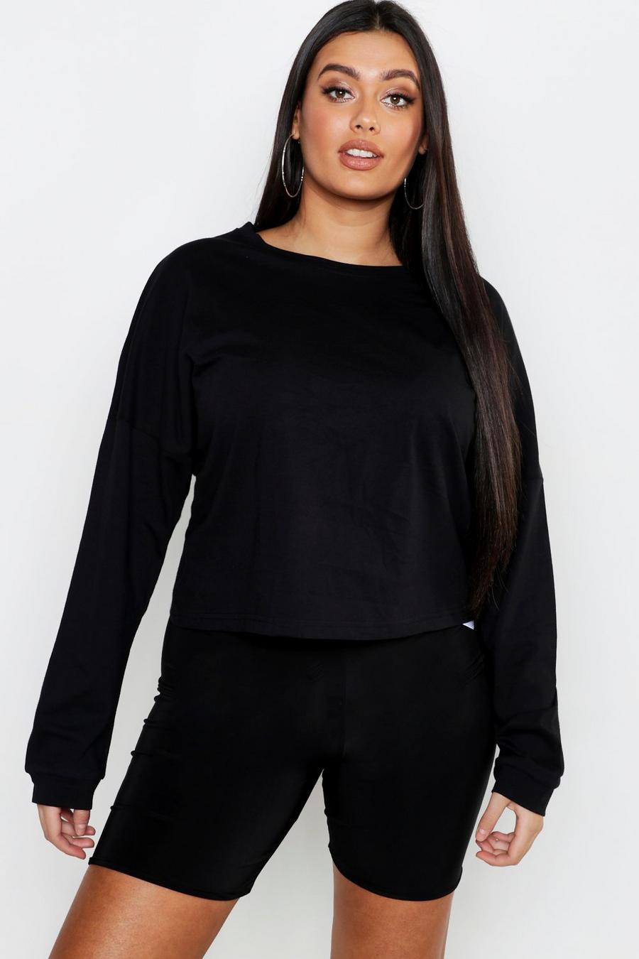 Plus Cotton Long Sleeve Basic Top image number 1
