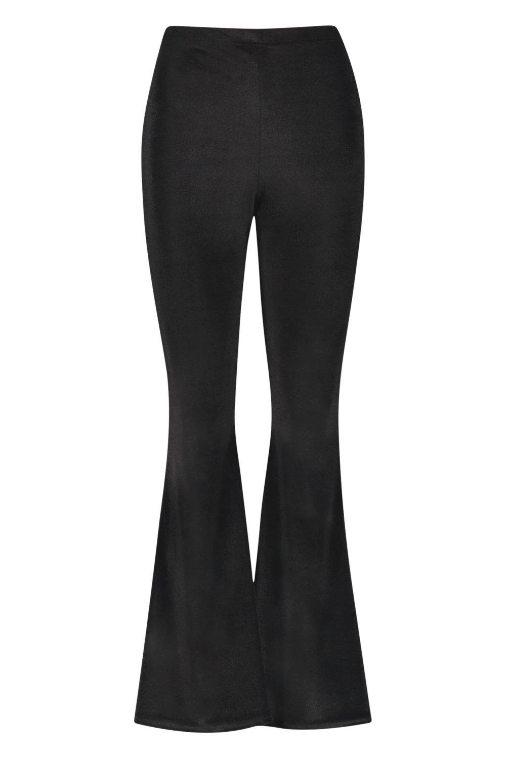 Petite Black Velvet Flared Pants, Petite