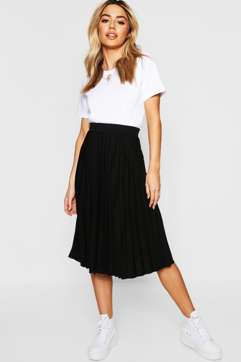 Petite Pleated Midi Skirt | boohoo