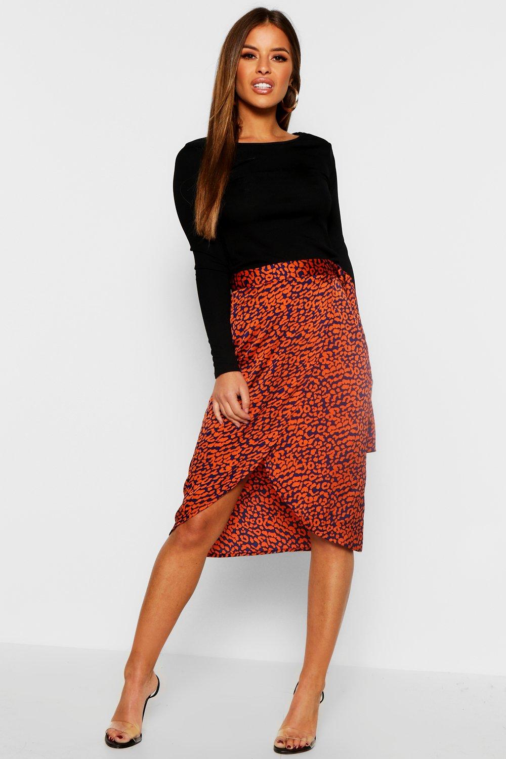 boohoo leopard print midi skirt