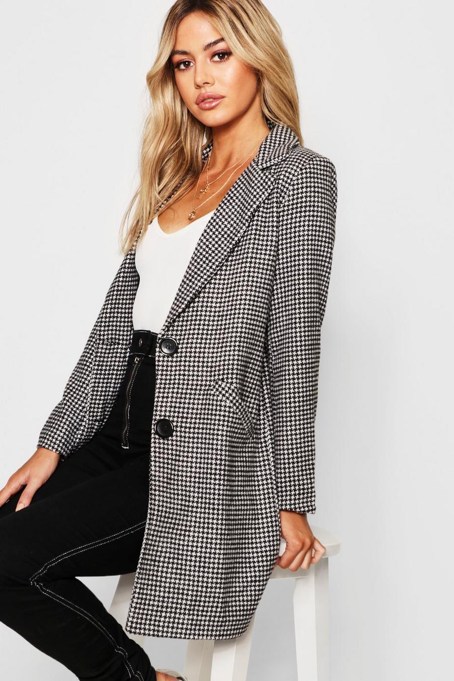 Petite Dogtooth check Oversized Wool Look Coat image number 1