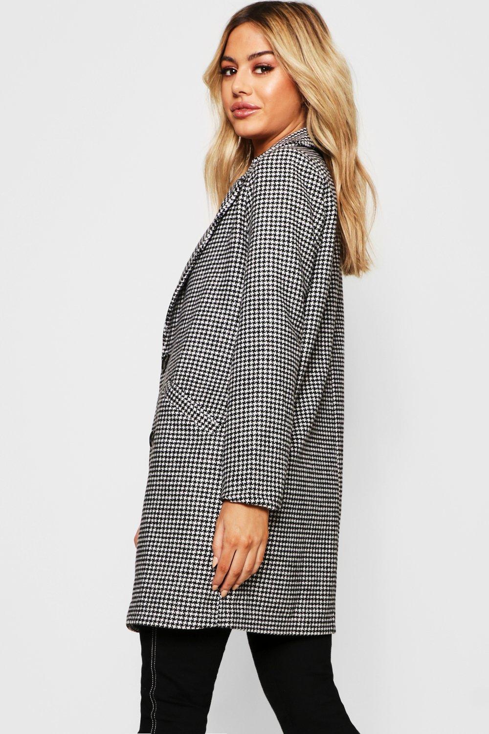 Petite Manteau oversize look laine carreaux pied de poule