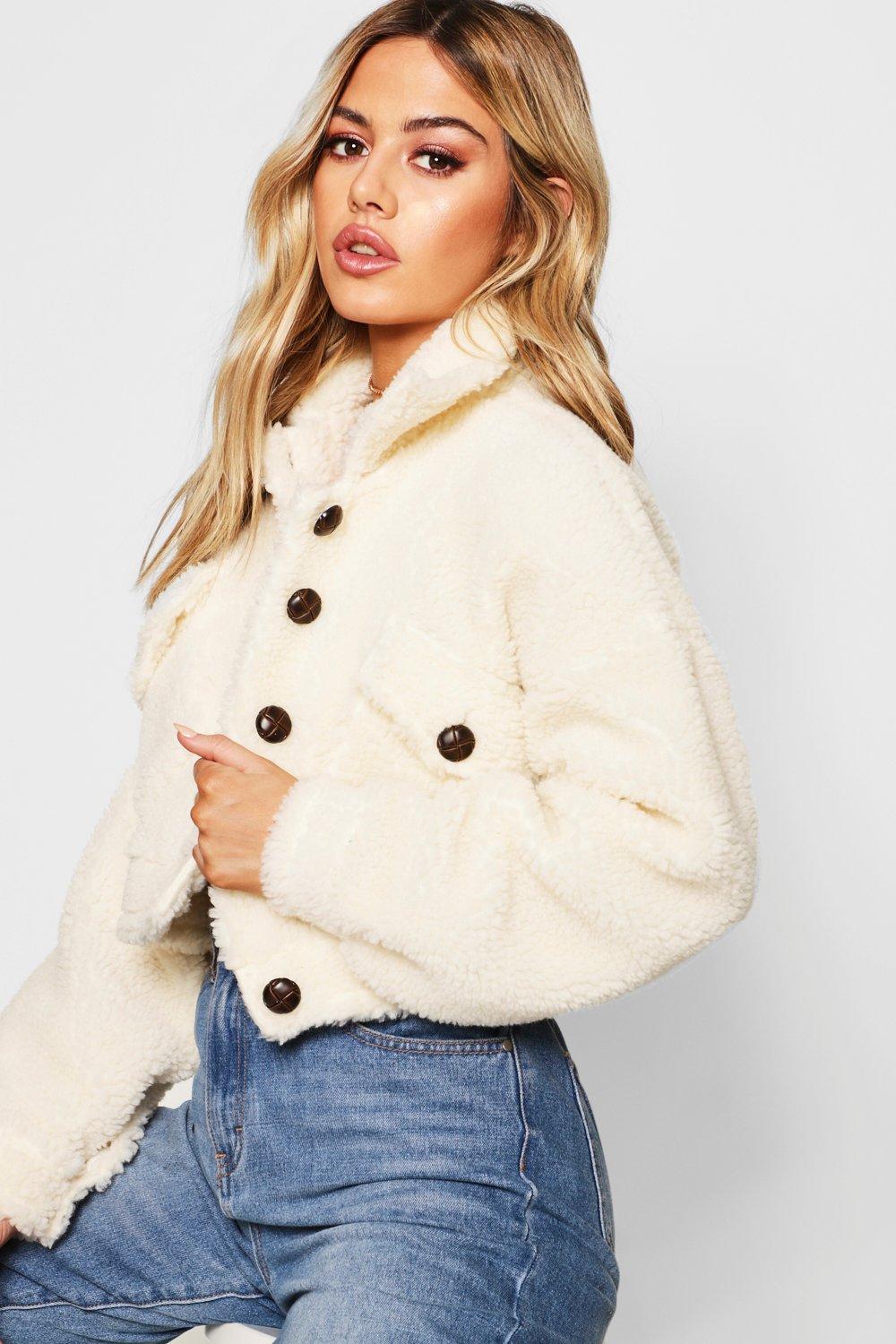 cream teddy trucker jacket