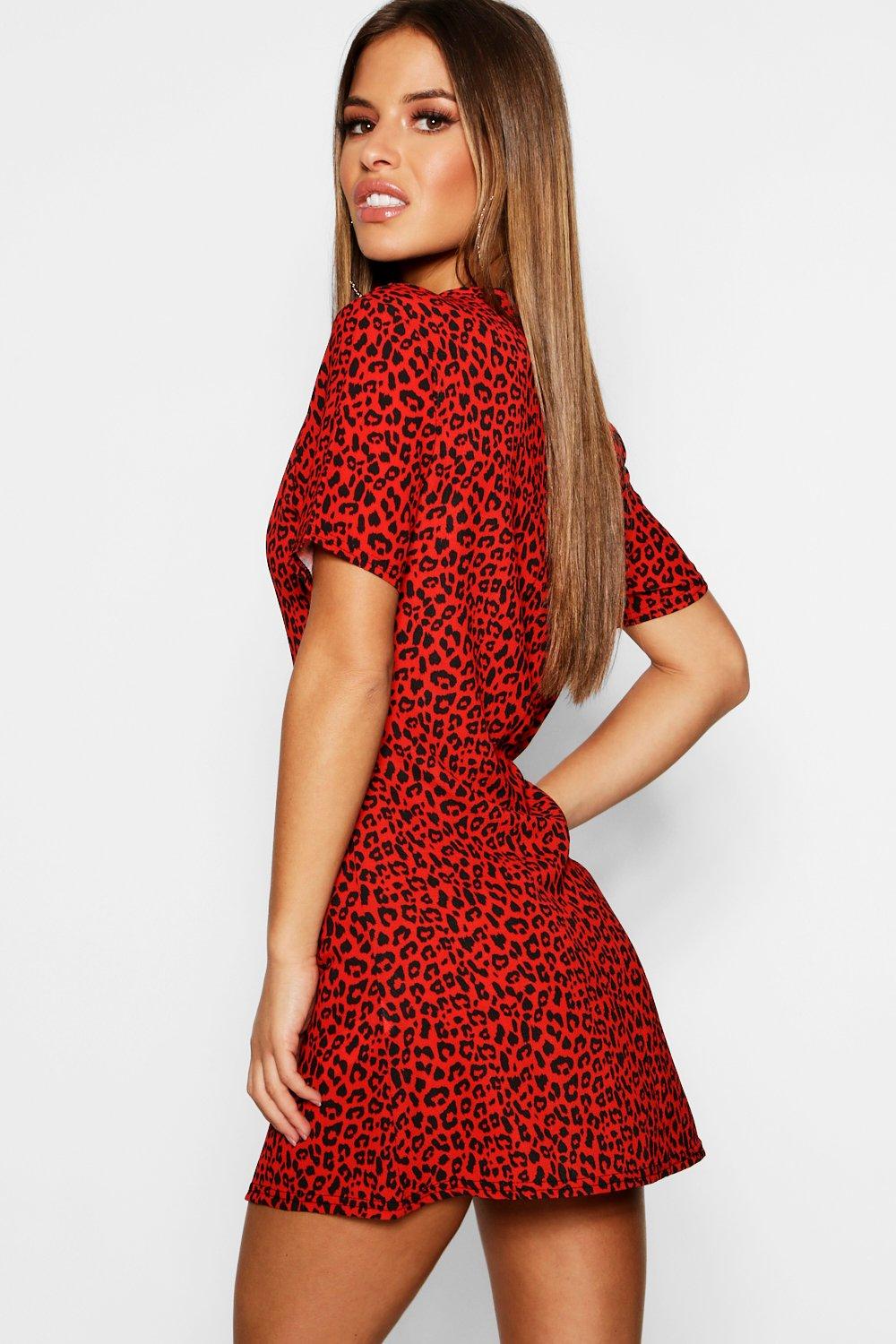 Red leopard print sales dress boohoo