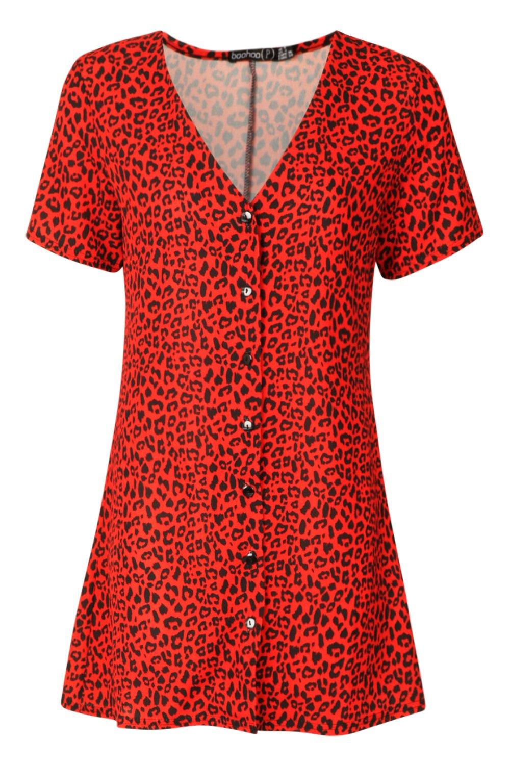 boohoo red leopard print dress