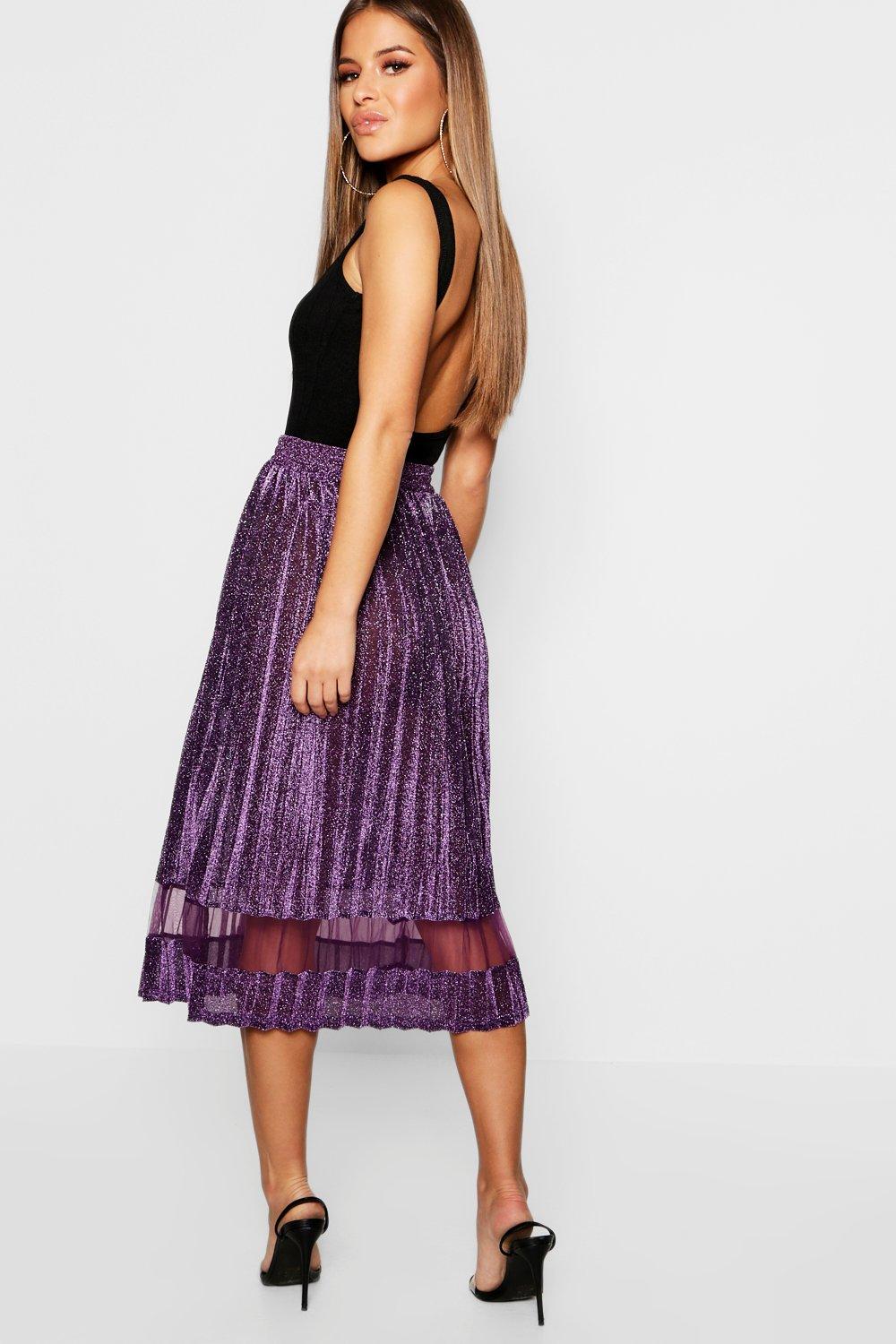 Petite metallic hotsell pleated midi skirt