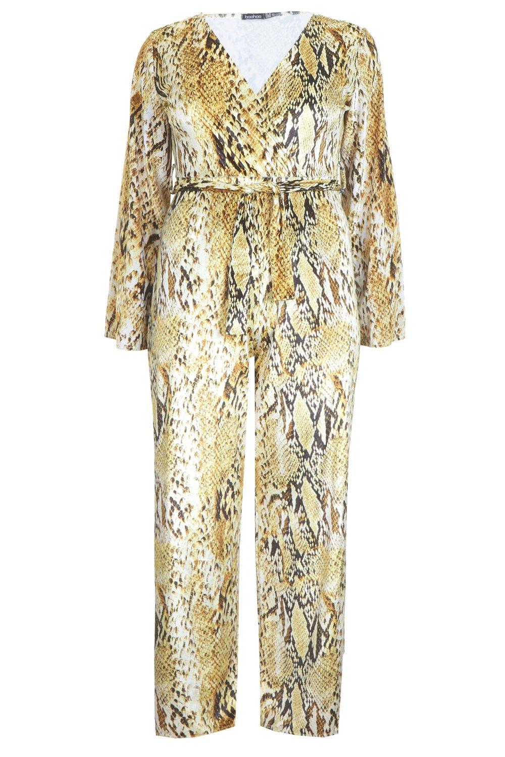Plus size snake print jumpsuit hotsell