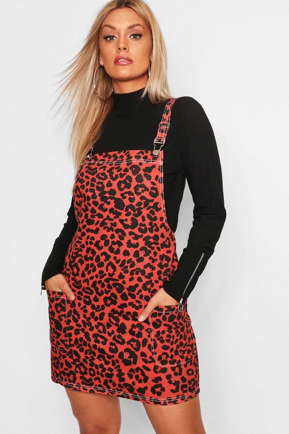 boohoo red animal print dress