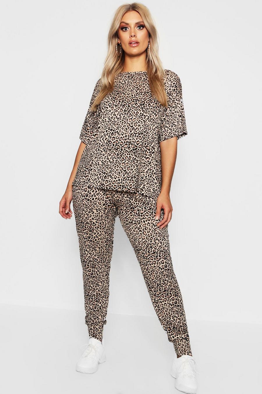 Ensemble de pyjama imprimé léopard Plus, Marron image number 1