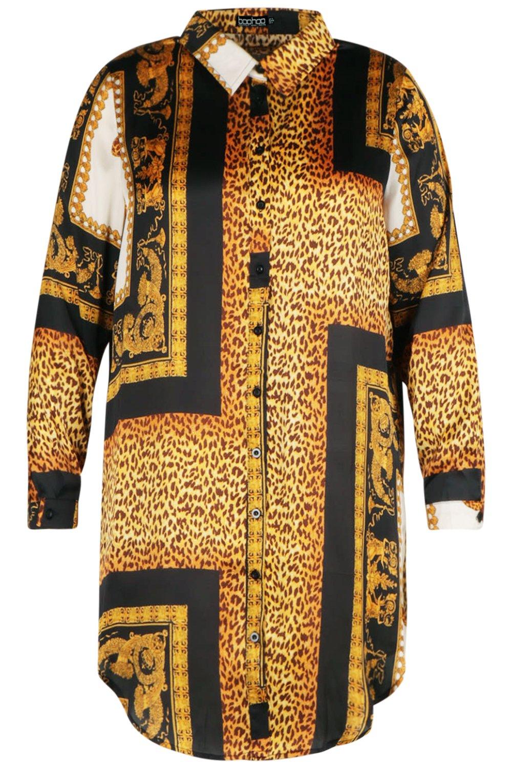 boohoo chain print shirt dress