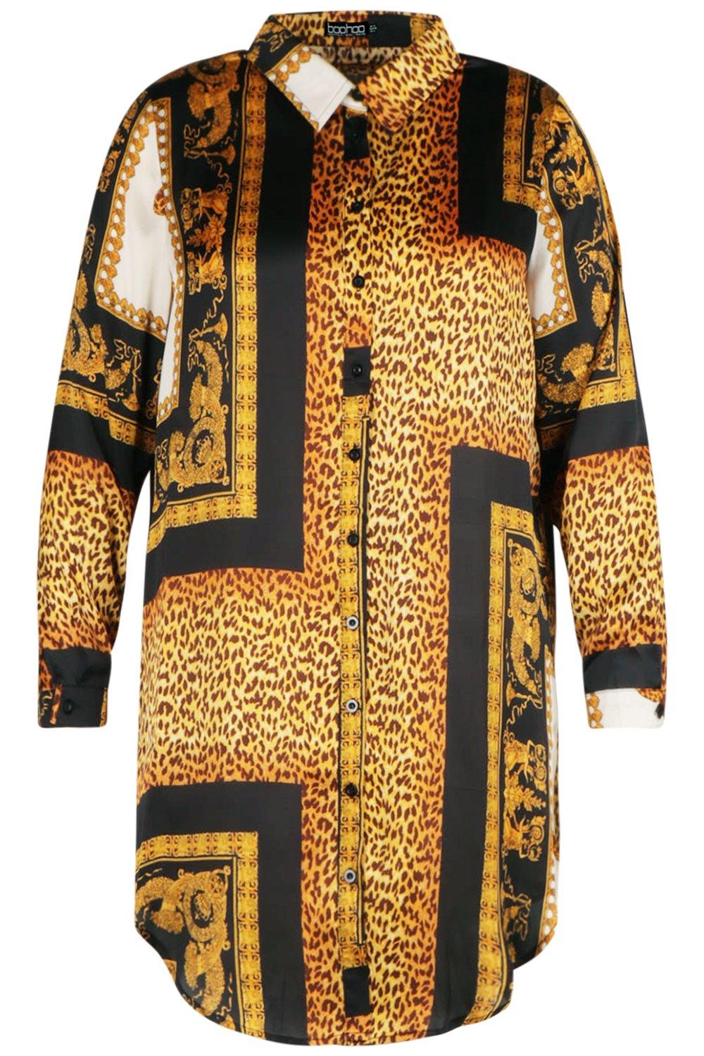 Boohoo chain clearance print shirt dress