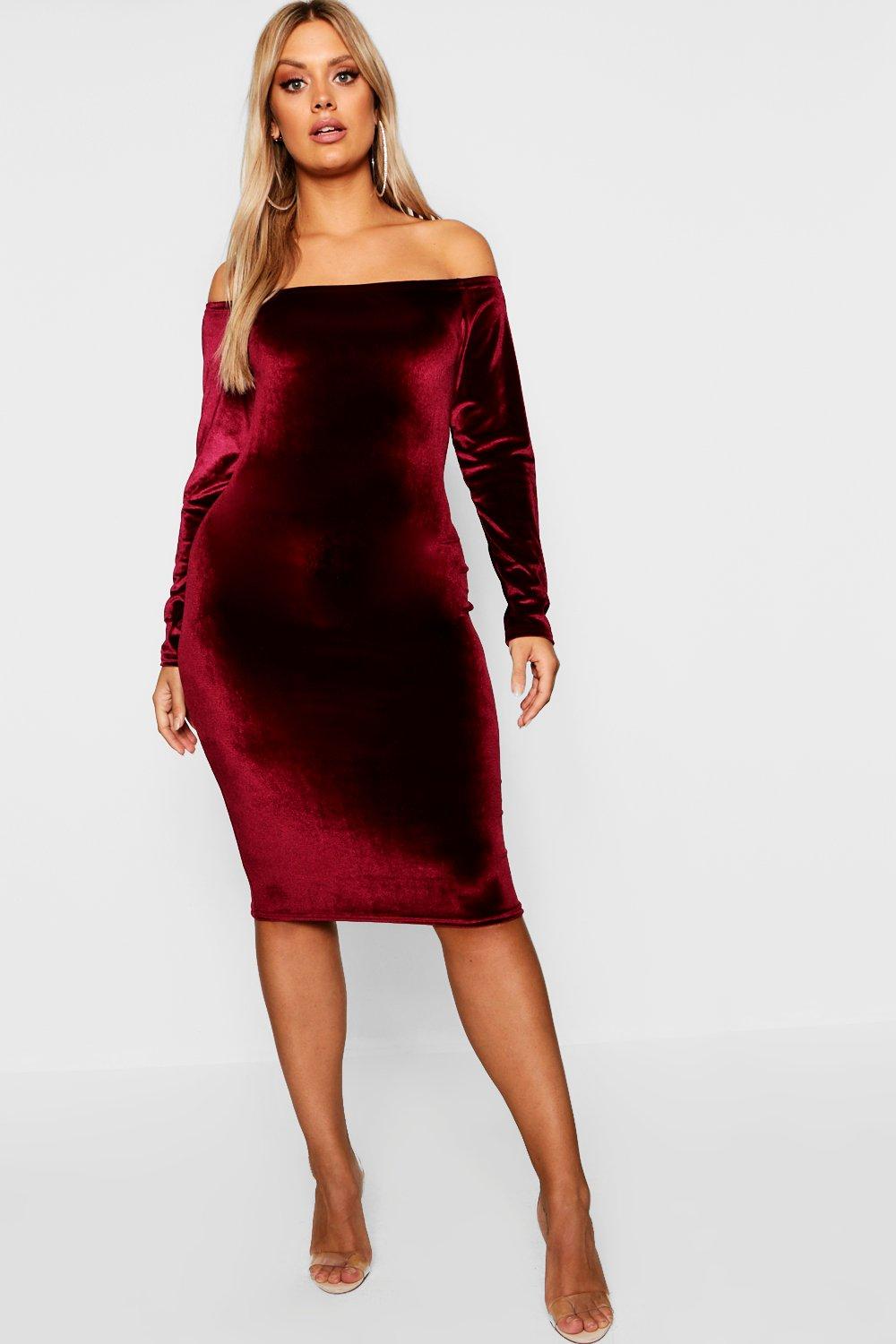 wine velvet midi dress