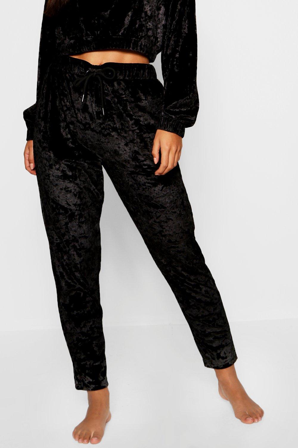 Petite Crushed Velvet Jogger boohoo UK