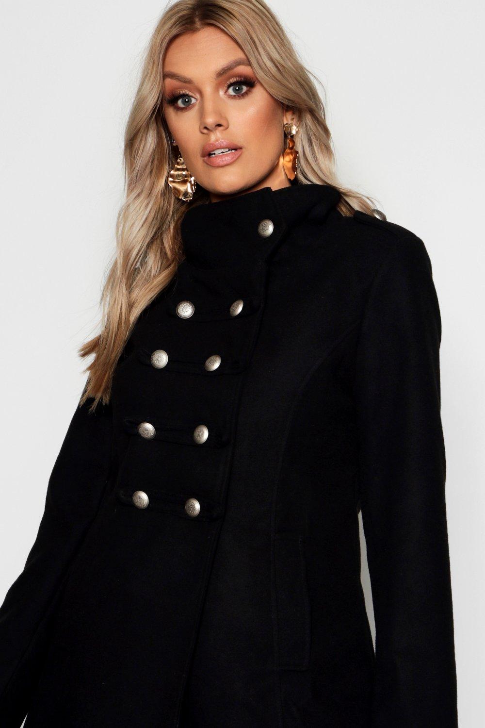 Plus Military Wool Look Coat