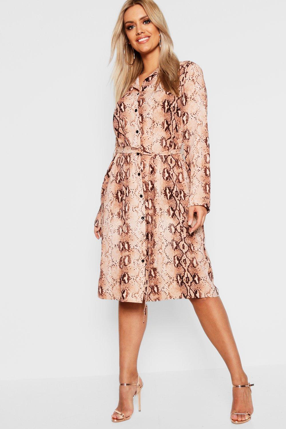 snake print shirt dress boohoo