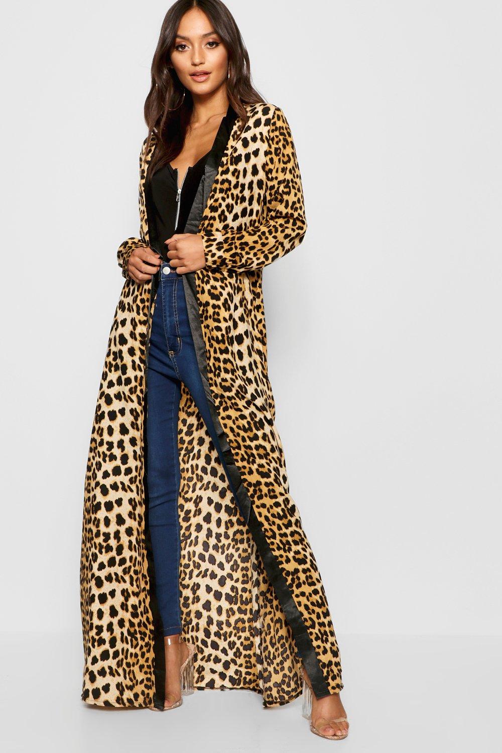 leopard print maxi coat