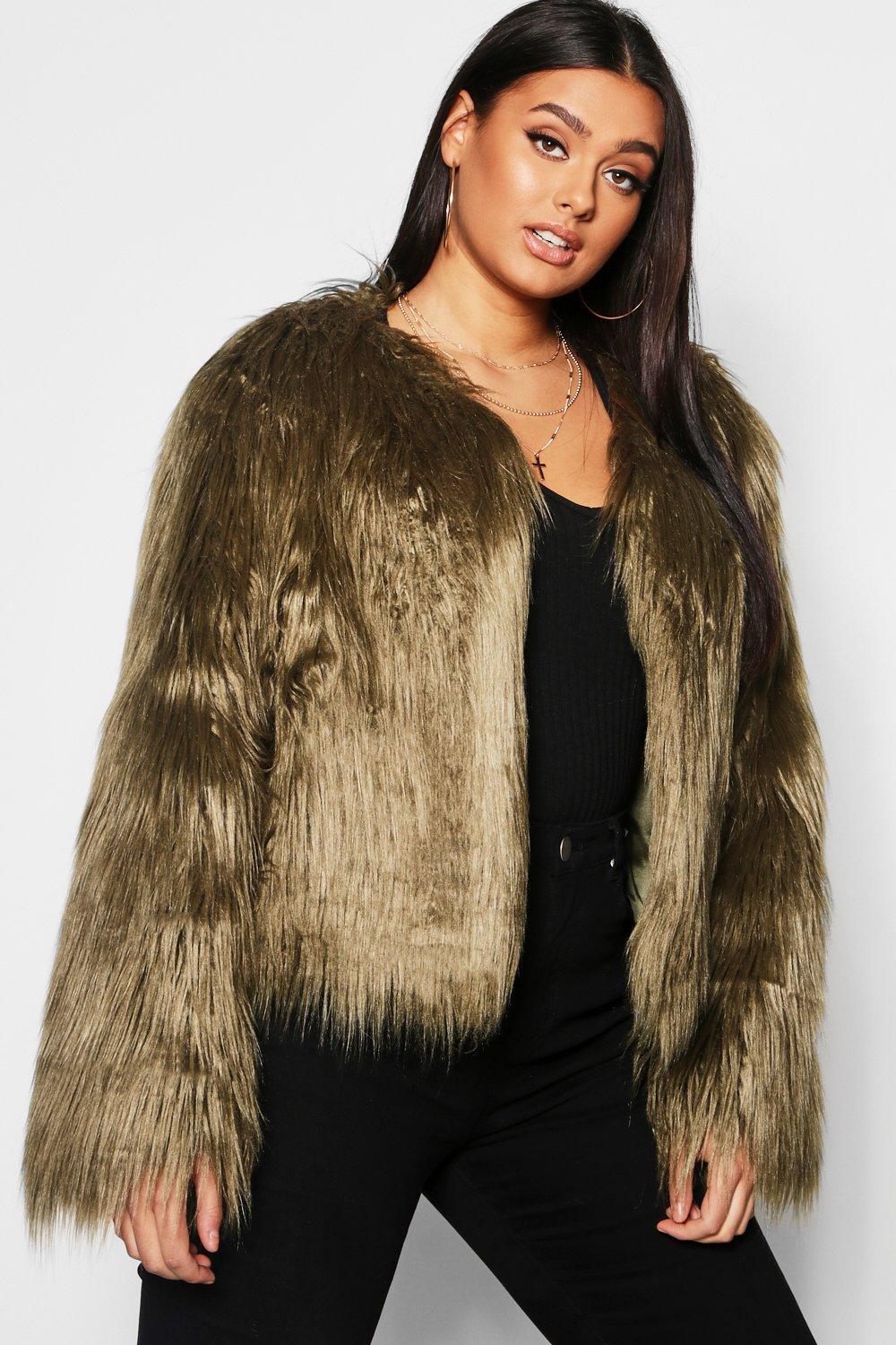 plus size shaggy fur coat