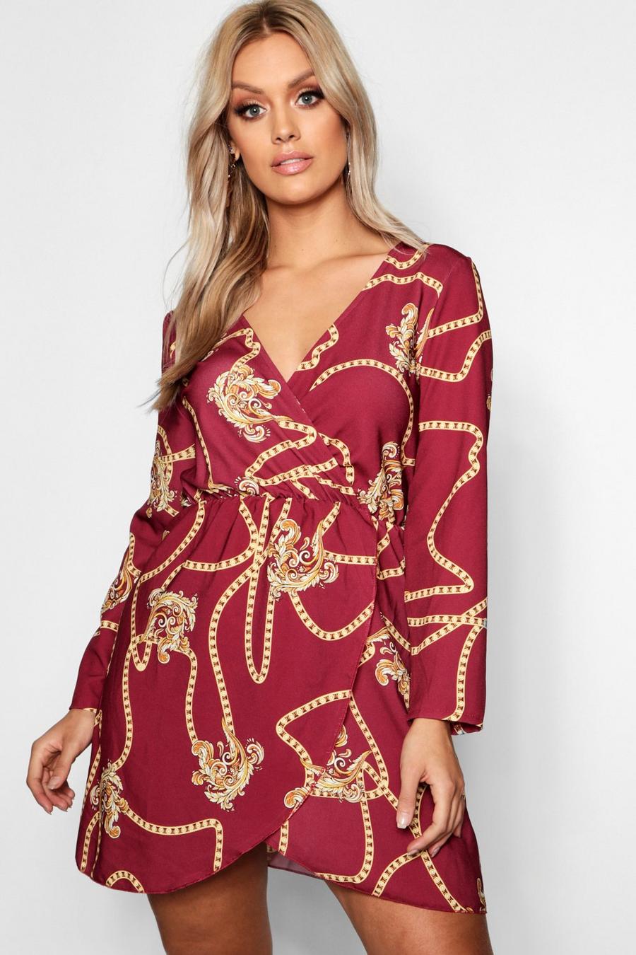 Berry Plus Chain Printed Wrap Dress image number 1