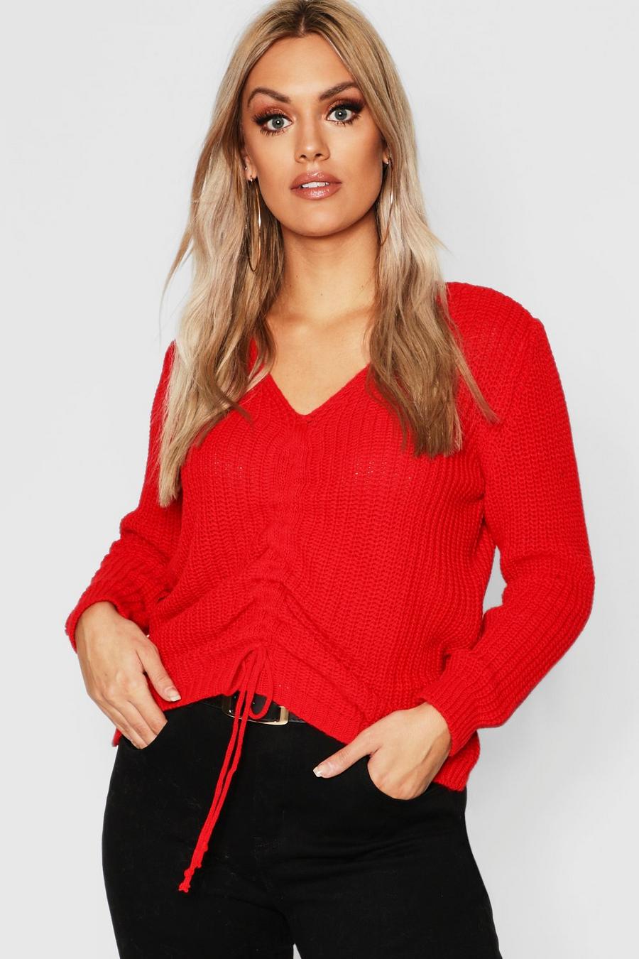 Plus Ruched Front Knitted Jumper image number 1