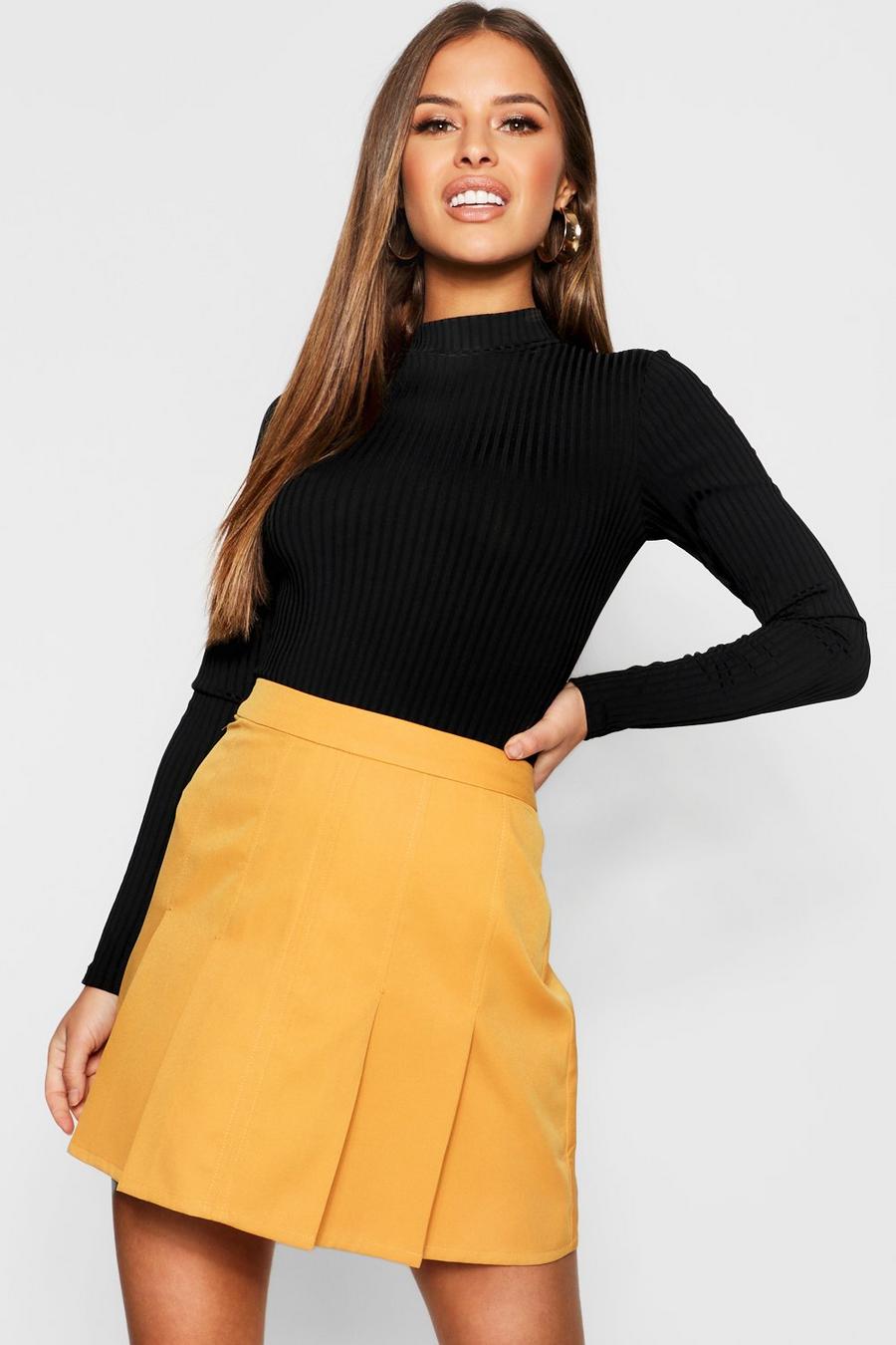 Mustard Petite Pleated Tennis Skirt image number 1