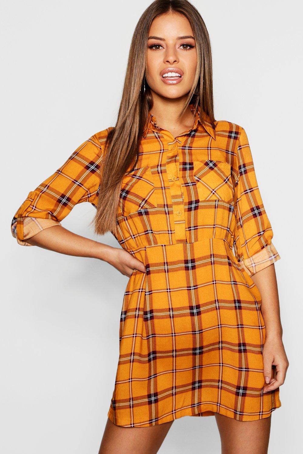 boohoo petite shirt dress