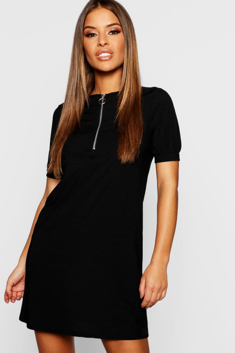 zip front t shirt dress