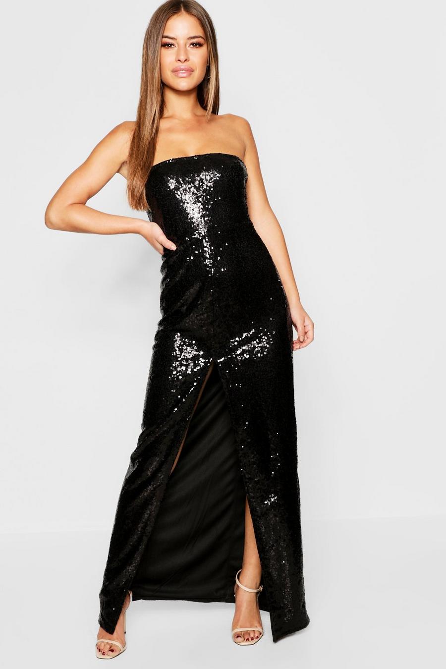 Petite All Over Sequin Bandeau Maxi Dress image number 1