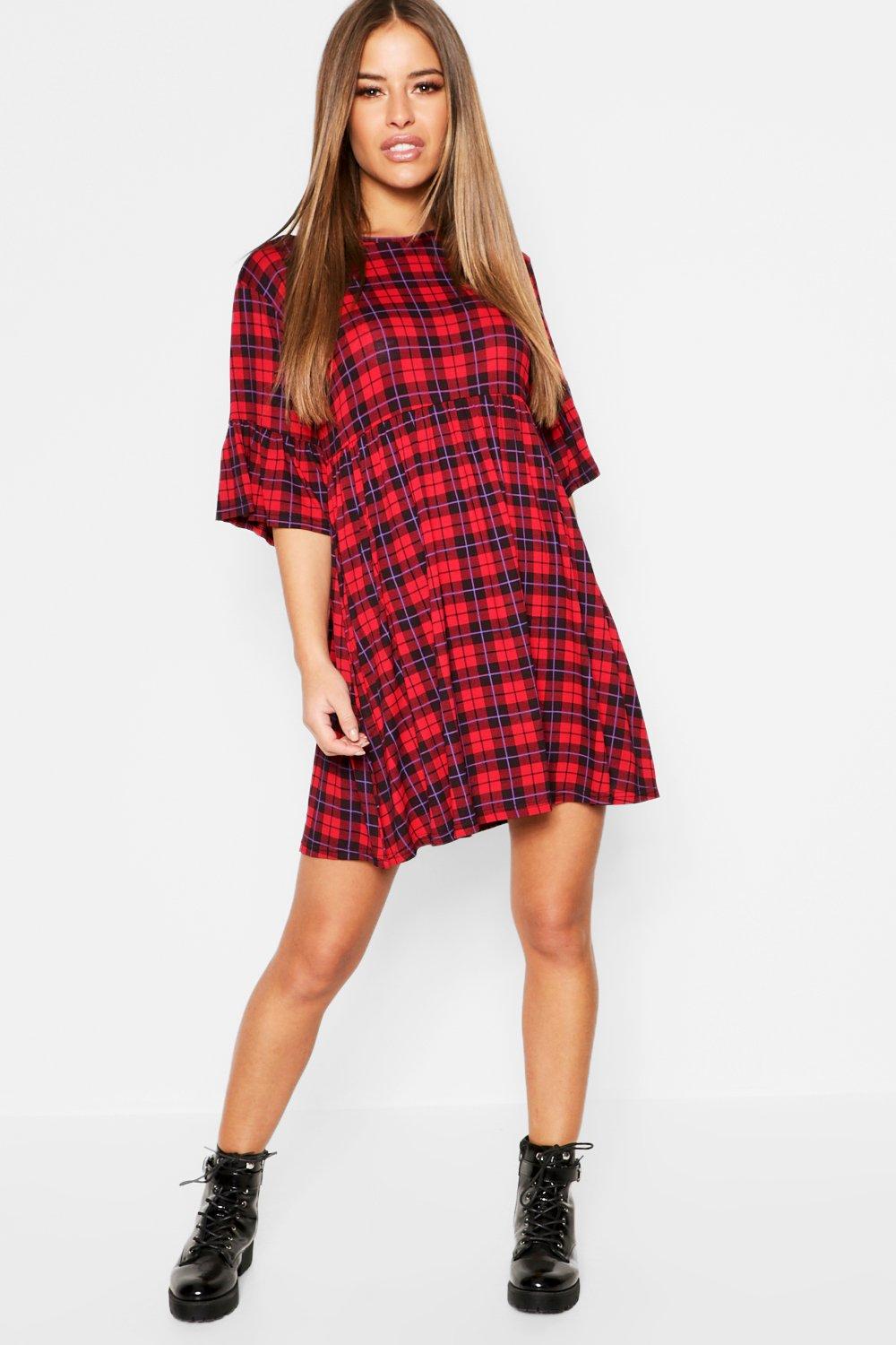 boohoo plaid dress