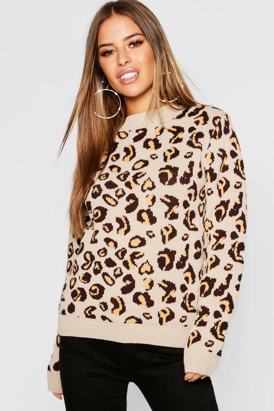 Petite Leopard Print Oversized Sweater image number 1