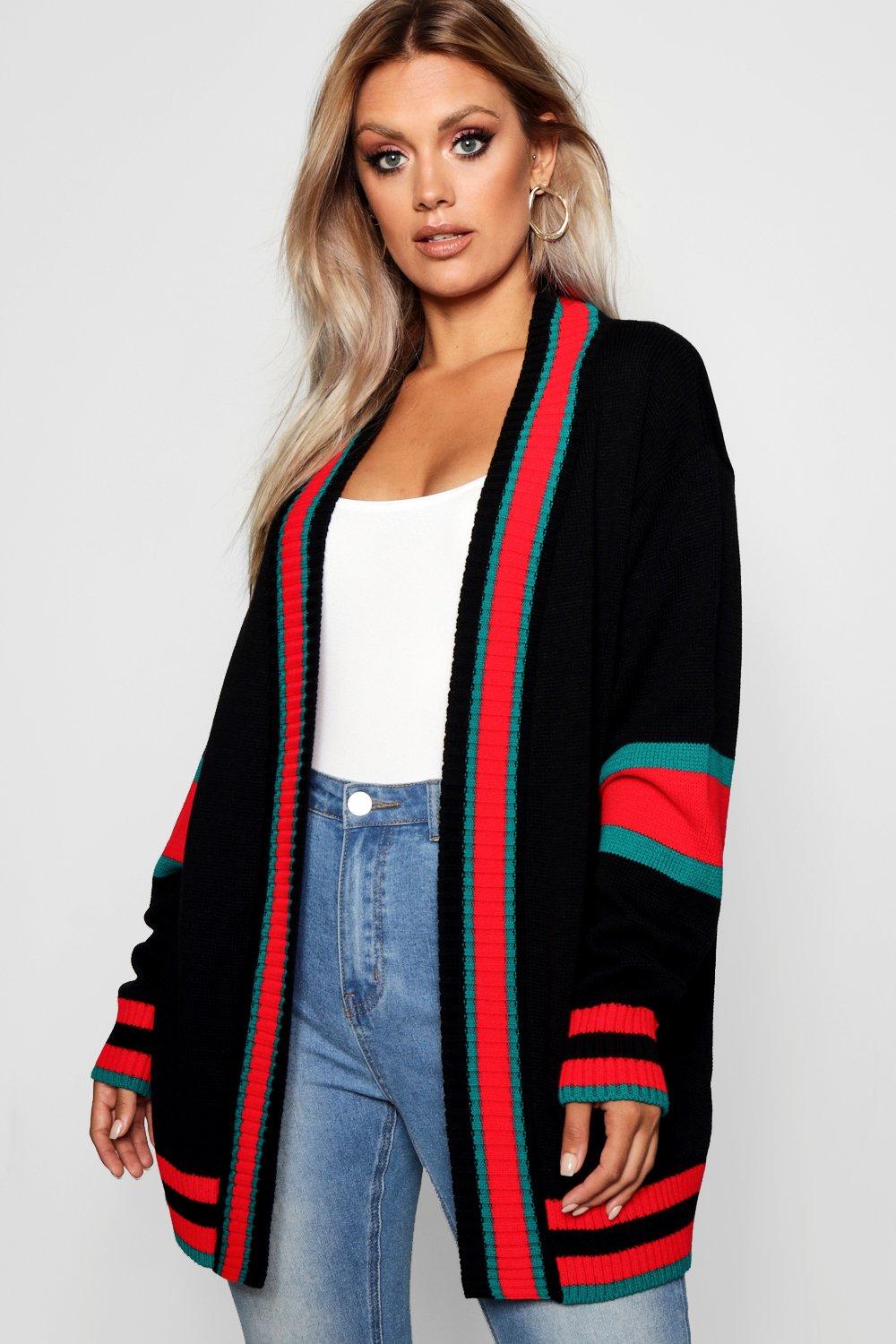 contrast stripe cardigan