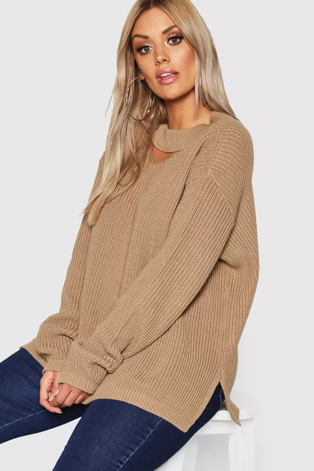 Black Plus Choker Side Split Jumper alternative image
