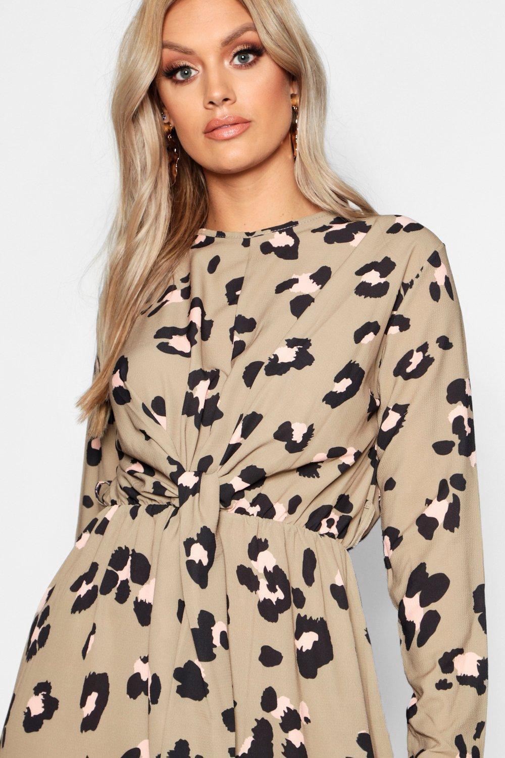 Leopard print tie dress best sale