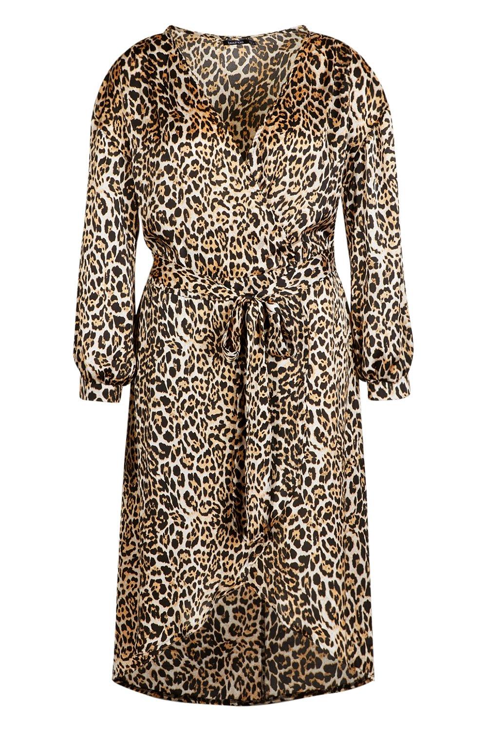 Gemma Collins Wrap Leopard Balloon Sleeve Midi Dress