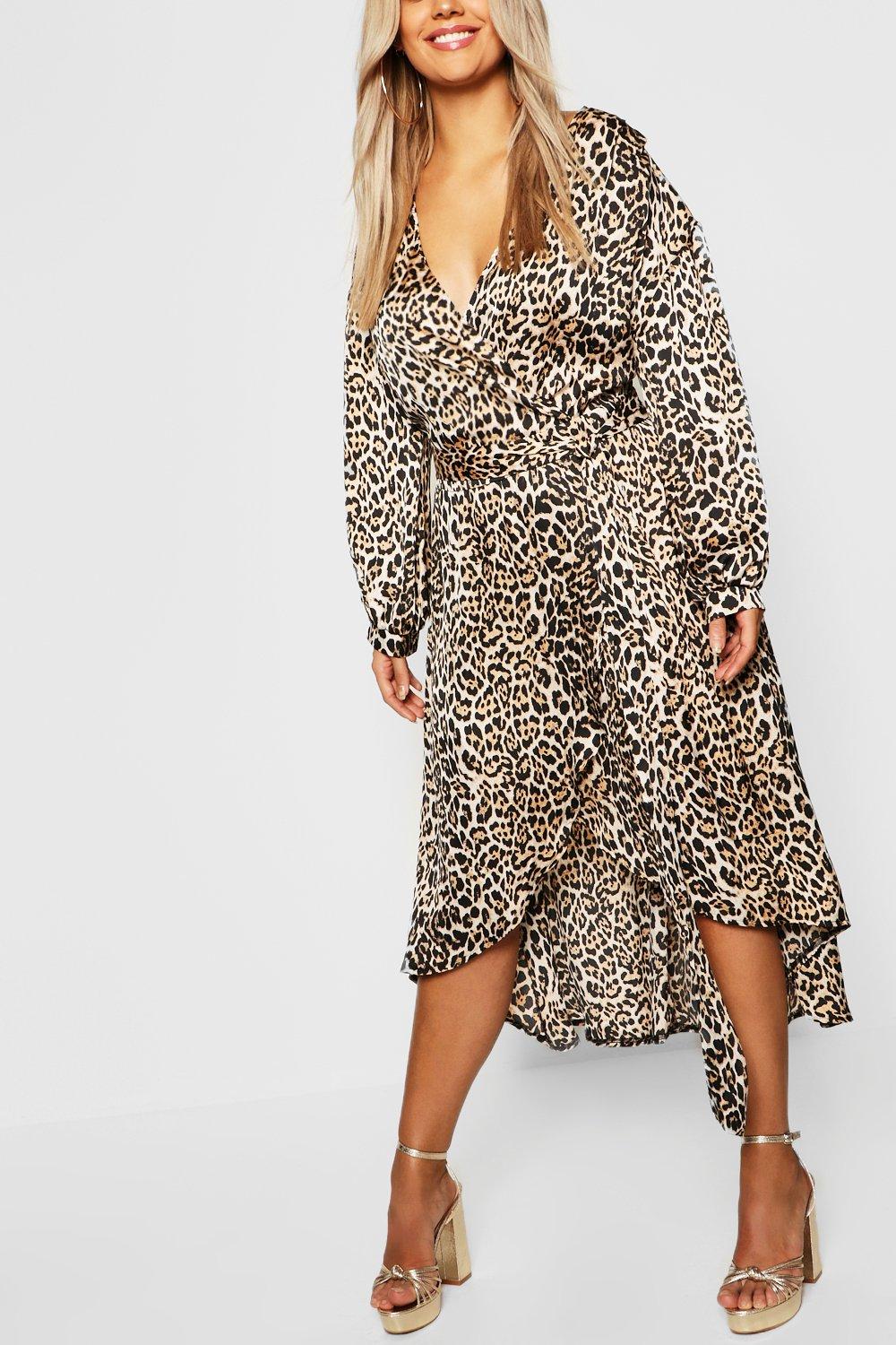 Gemma Collins Wrap Leopard Balloon Sleeve Midi Dress