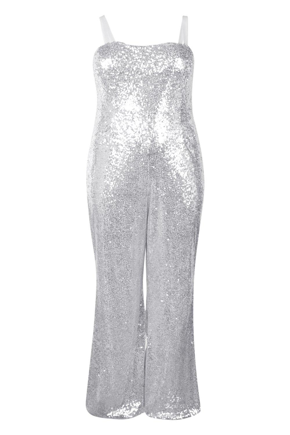 boohoo silver jumpsuit