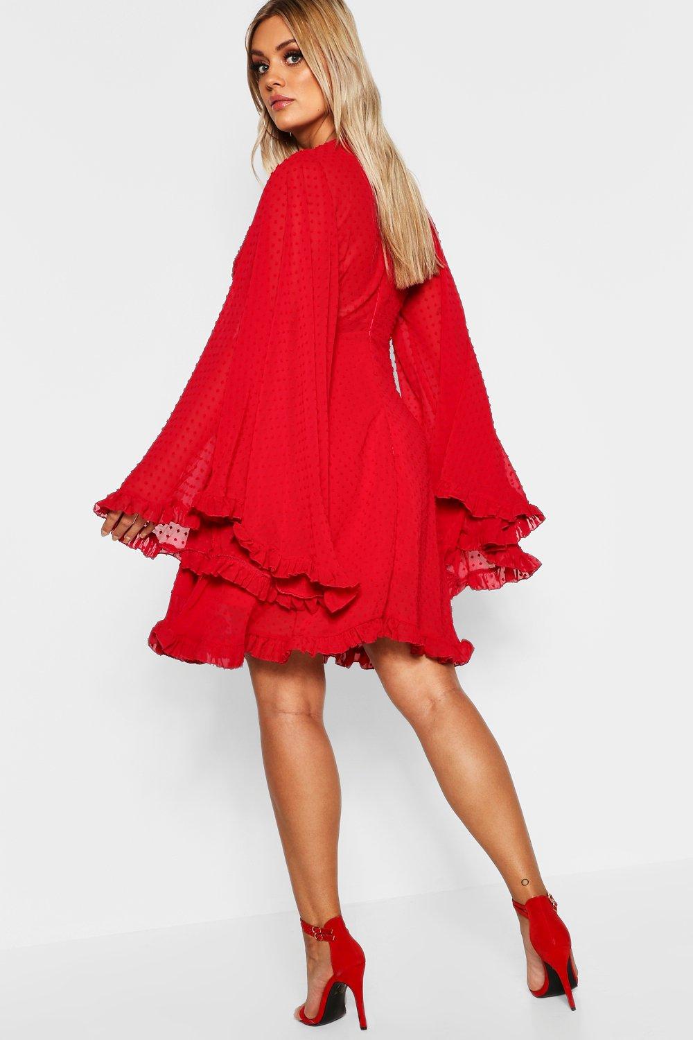 Dobby chiffon wide sleeve skater dress hotsell