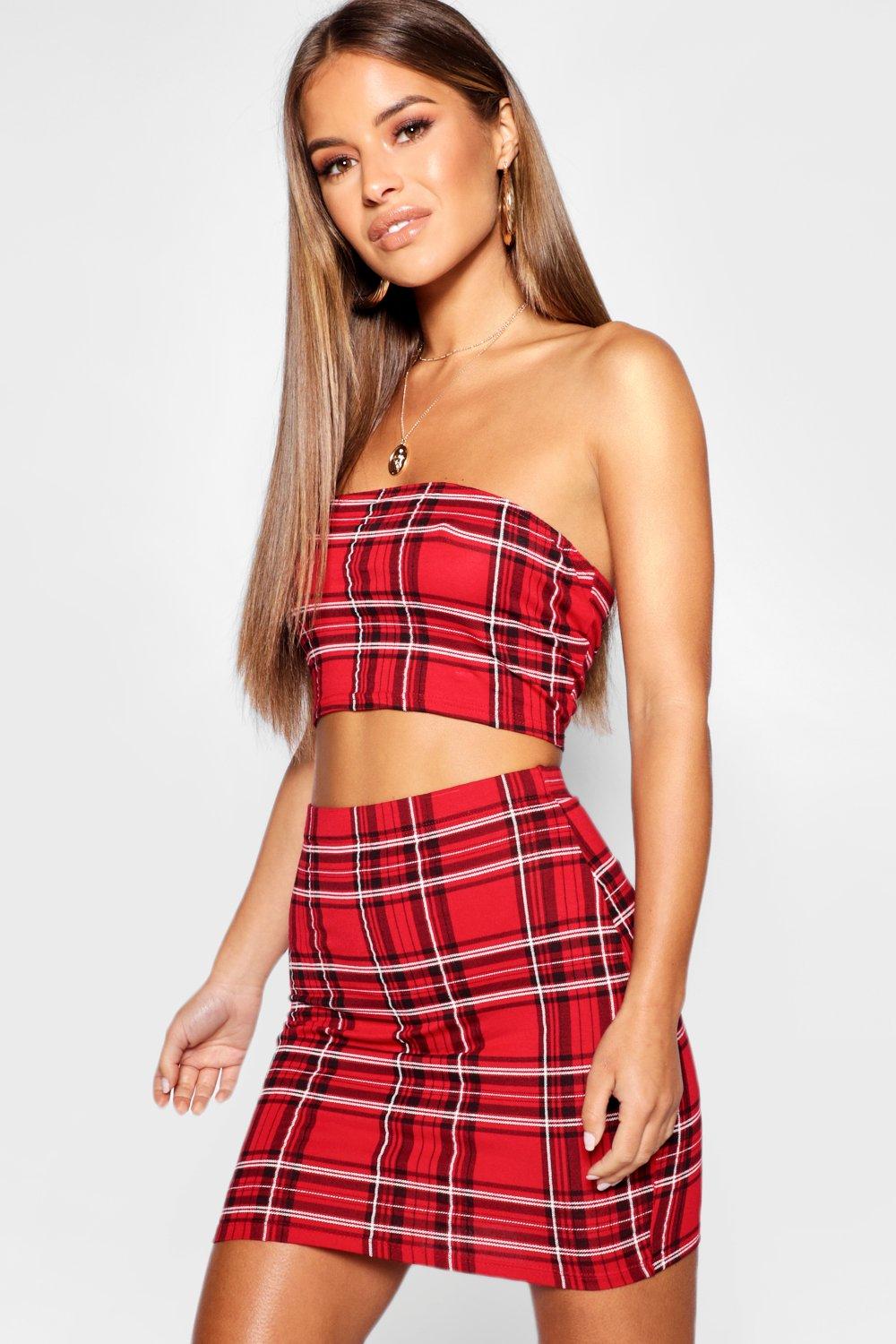 plaid dress boohoo