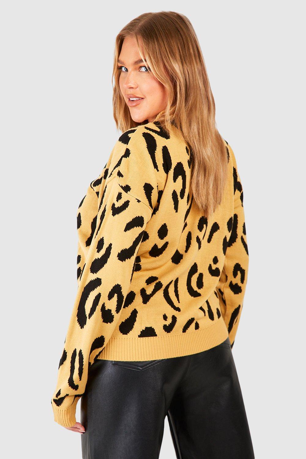 Plus Leopard Knitted Jumper boohoo NO