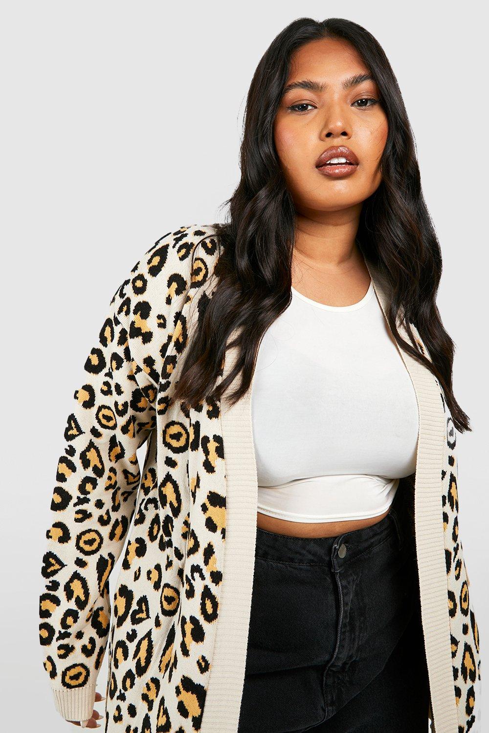 leopard cardigan plus size