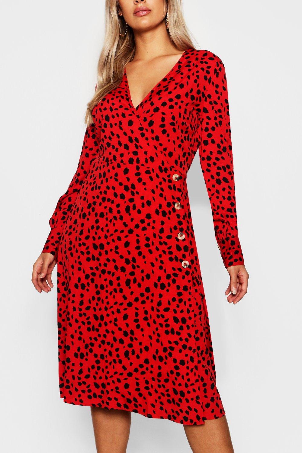 Horn button outlet midi dress