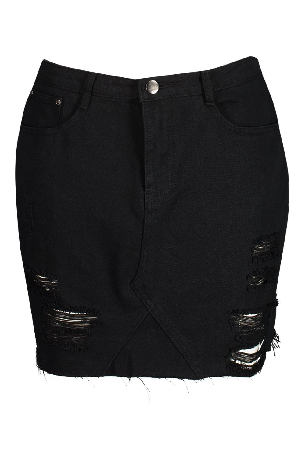 black denim skirt boohoo