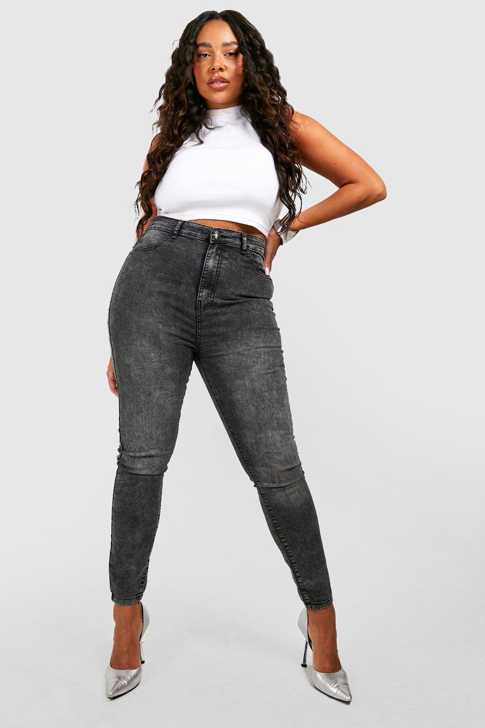 Women s Plus Acid Wash Skinny Jeans Boohoo UK