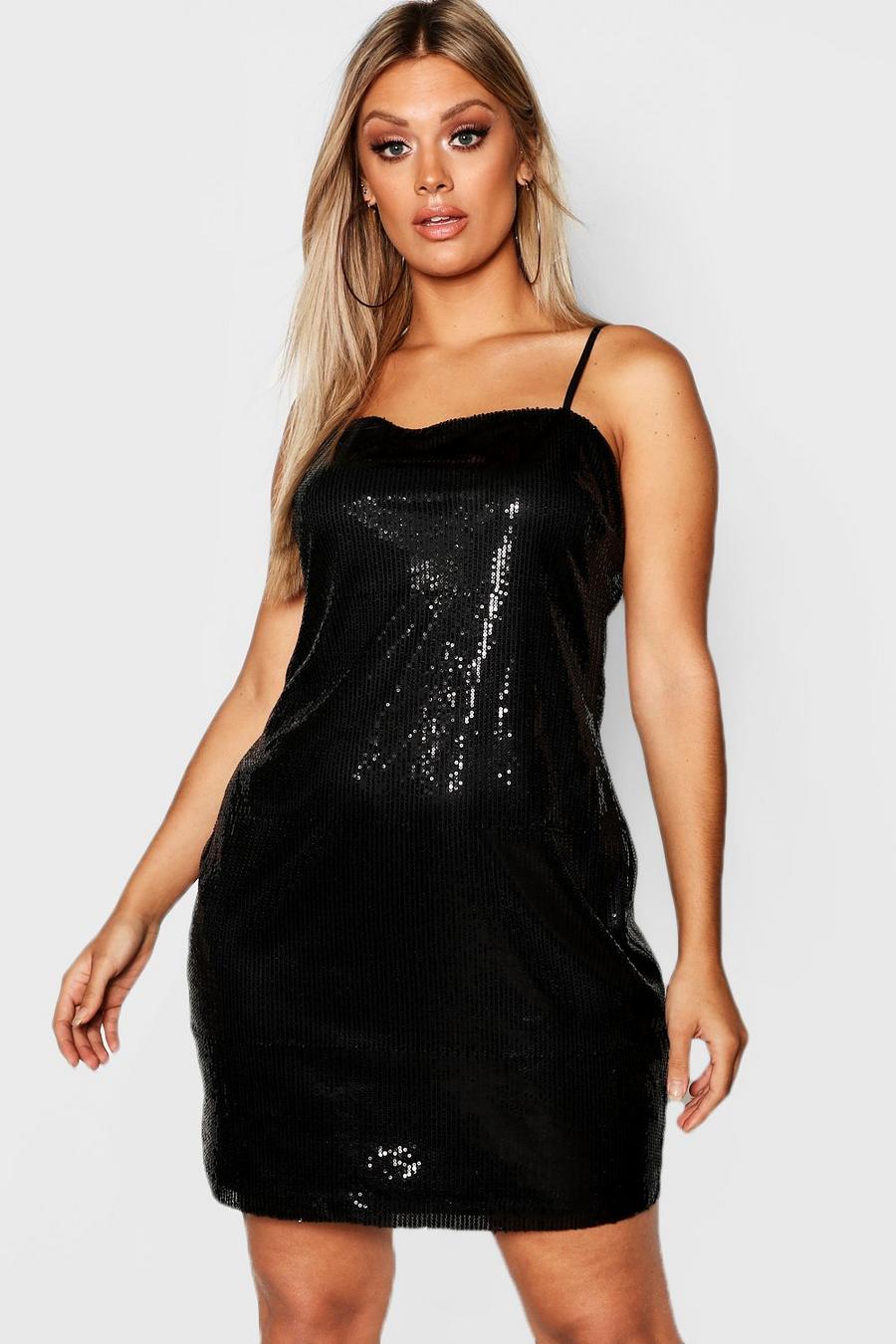 Plus Sequin Square Neck Mini Dress image number 1