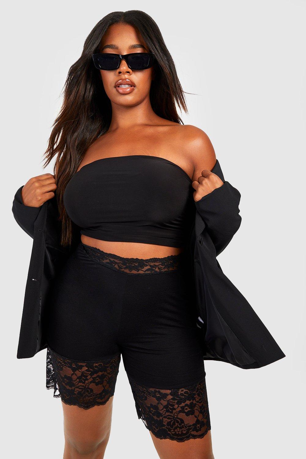 black plus size biker shorts