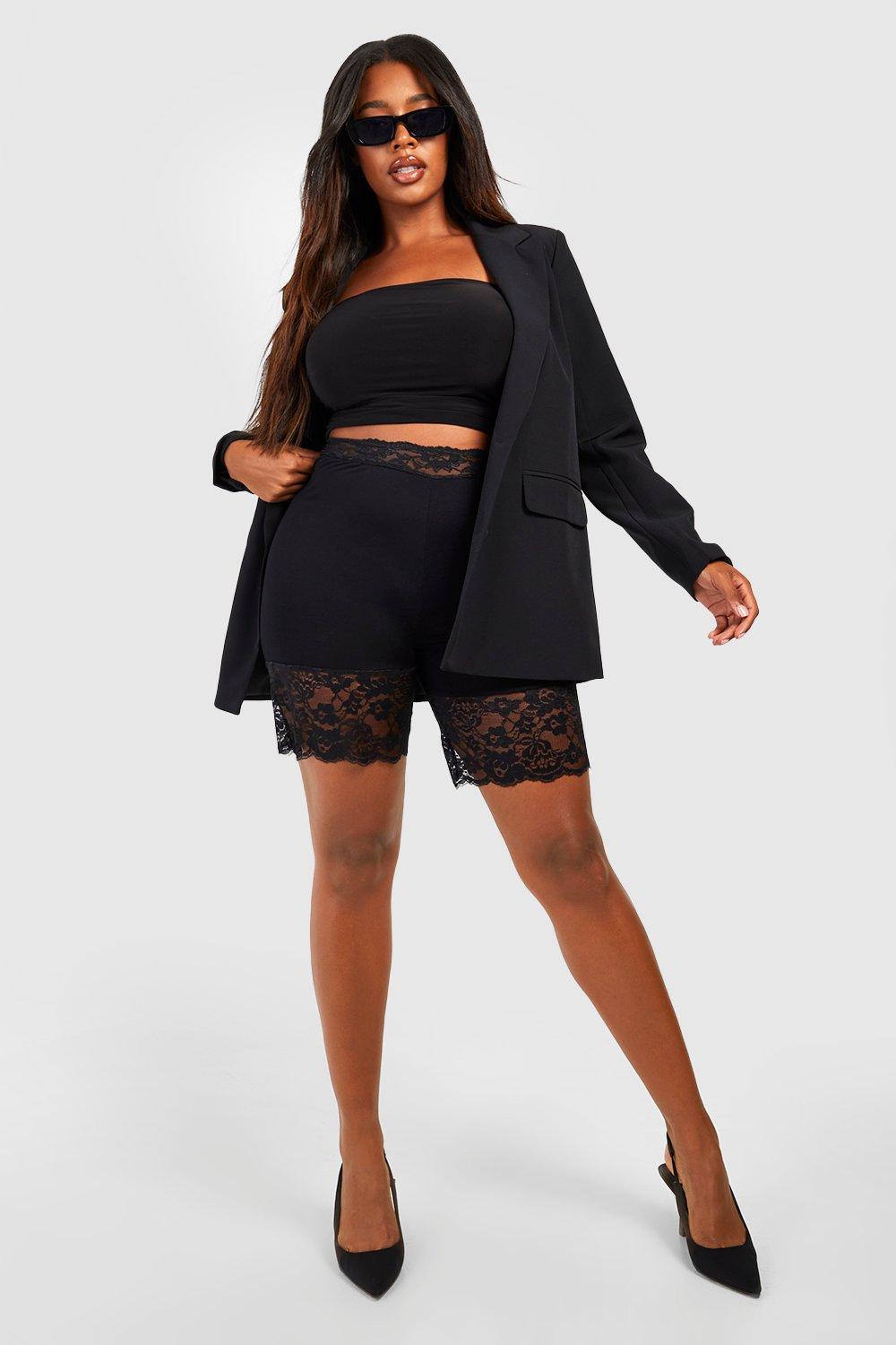 Plus size bike hot sale shorts with lace