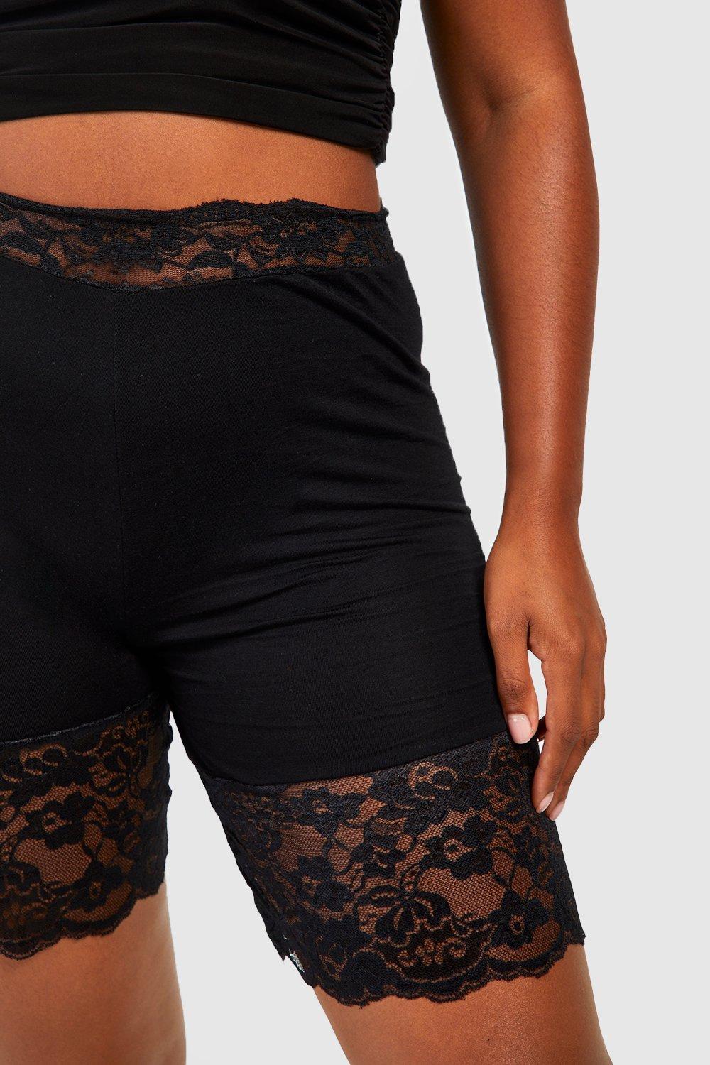 plus size lace biker shorts