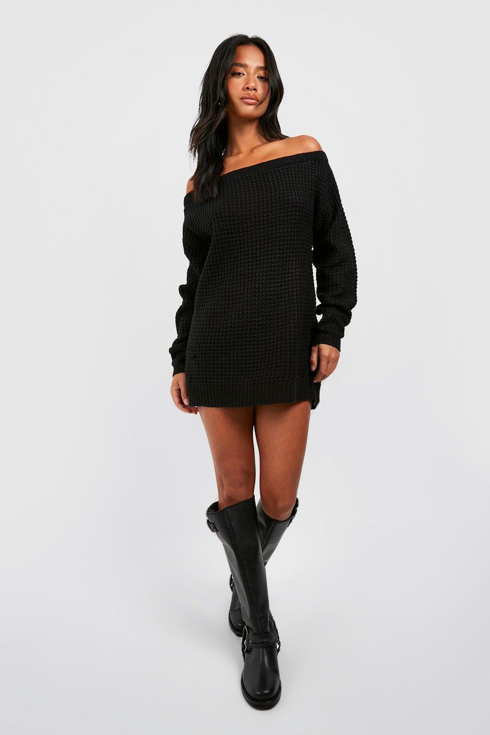 Black off the top shoulder jumper dress