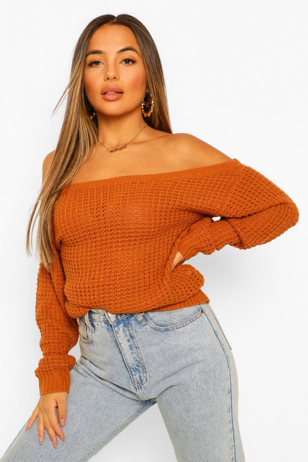 fine knit off the shoulder jumper